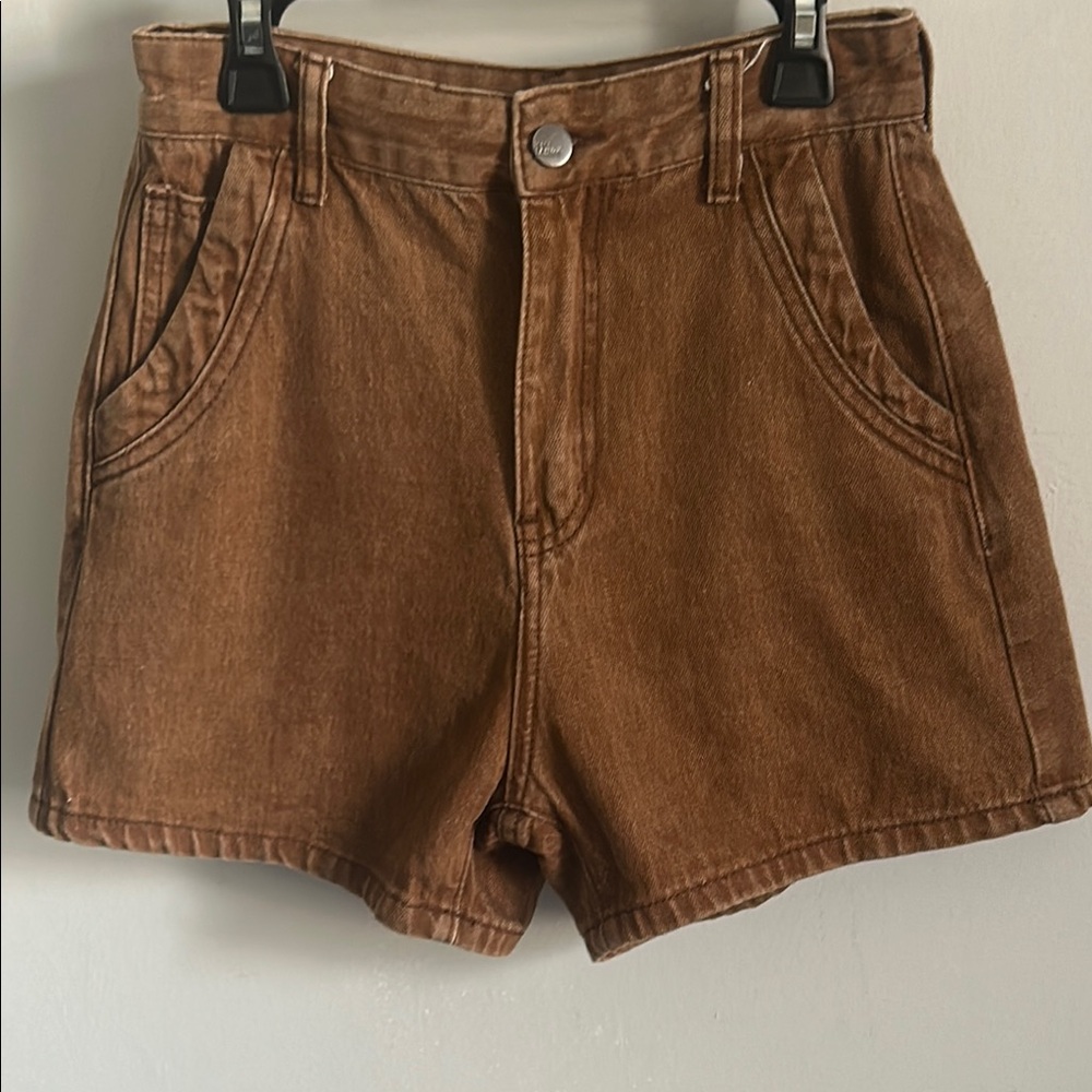 SHEIN Brown Denim High Rise Jean Shorts